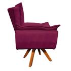 Poltrona Decorativa Sala De Estar Base Giratória Madeira Opla