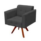 Poltrona Decorativa Sala De Estar Base Madeira Giratória Ana