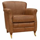 Poltrona Decorativa Sala De Estar Brunei Pés Príncipe Couro M