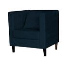 Poltrona Decorativa Sala De Estar Brunna Suede Azul Marinho