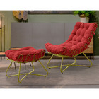 Poltrona Decorativa Sala De Estar Caim Base De Ferro Dourado