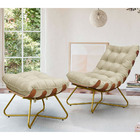 Poltrona Decorativa Sala De Estar Caim Base De Madeira Dourad