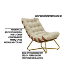 Poltrona Decorativa Sala De Estar Caim Base De Madeira Dourad