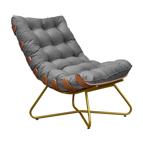 Poltrona Decorativa Sala De Estar Caim Base De Madeira Dourad