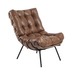 Poltrona Decorativa Sala De Estar Costela Couro Mel G34 - Gra