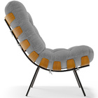 Poltrona Decorativa Sala De Estar Costela L02 Bouclê Cinza -