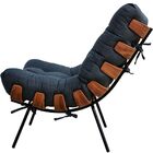 Poltrona Decorativa Sala De Estar Costela L02 Linho Chumbo -