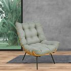 Poltrona Decorativa Sala De Estar Costela L02 Linho Cinza Esc