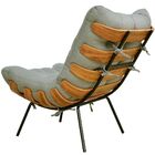 Poltrona Decorativa Sala De Estar Costela L02 Linho Cinza Esc