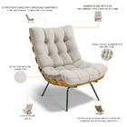 Poltrona Decorativa Sala De Estar Costela L02 Linho Cru - Lya