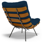 Poltrona Decorativa Sala De Estar Costela L02 Suede Azul Mari