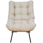 Poltrona Decorativa Sala De Estar Costela L02 Suede Bege - Ly