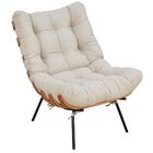 Poltrona Decorativa Sala De Estar Costela L02 Suede Bege - Ly