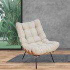 Poltrona Decorativa Sala De Estar Costela L02 Suede Bege - Ly