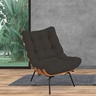 Poltrona Decorativa Sala De Estar Costela L02 Suede Cinza - L