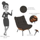 Poltrona Decorativa Sala De Estar Costela L02 Suede Cinza - L