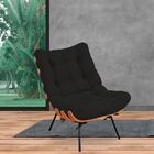 Poltrona Decorativa Sala De Estar Costela L02 Suede Preto - L