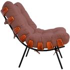 Poltrona Decorativa Sala De Estar Costela L02 Suede Rosê - Ly