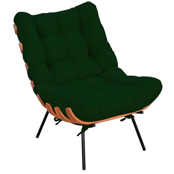 Poltrona Decorativa Sala De Estar Costela L02 Suede Verde Mus