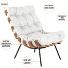 Poltrona Decorativa Sala De Estar Costela L04 Couro Branco -