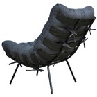 Poltrona Decorativa Sala De Estar Costela Preto L02 Linho Chu