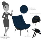 Poltrona Decorativa Sala De Estar Costela Preto L02 Suede Azu