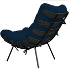 Poltrona Decorativa Sala De Estar Costela Preto L02 Suede Azu