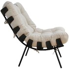 Poltrona Decorativa Sala De Estar Costela Preto L02 Suede Beg