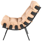 Poltrona Decorativa Sala De Estar Costela Preto L04 Couro Beg