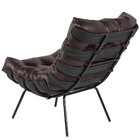 Poltrona Decorativa Sala De Estar Costela Preto L04 Couro Mar