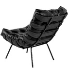 Poltrona Decorativa Sala De Estar Costela Preto L04 Couro Pre