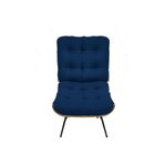 Poltrona Decorativa Sala De Estar Costela Suede Azul Marinho