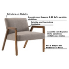 Poltrona Decorativa Sala De Estar Dux Com Detalhe Em Pu Sinté