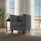 Poltrona Decorativa Sala De Estar Estela Suede Cinza