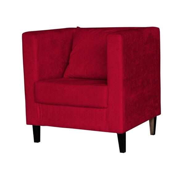 Poltrona Decorativa Sala De Estar Estela Suede Vermelho