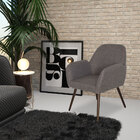 Poltrona Decorativa Sala De Estar Fox Linho Marrom Pés Palito