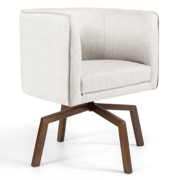 Poltrona Decorativa Sala De Estar Giratória Linho Floco Domi