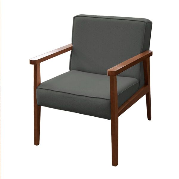 Poltrona Decorativa Sala De Estar Laura Suede Cinza