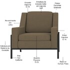 Poltrona Decorativa Sala De Estar Lecce Pés Aço Linho Marrom