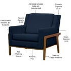 Poltrona Decorativa Sala De Estar Lecce Pés Madeira Linho Azu