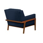 Poltrona Decorativa Sala De Estar Lecce Pés Madeira Linho Azu