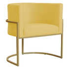 Poltrona Decorativa Sala De Estar Luana Base Gold Suede Amare