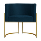 Poltrona Decorativa Sala De Estar Luana Base Gold Suede Azul