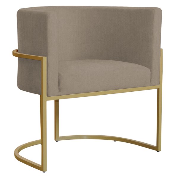 Poltrona Decorativa Sala De Estar Luana Base Gold Suede Cappu