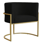Poltrona Decorativa Sala De Estar Luana Base Gold Suede Preto