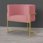 Poltrona Decorativa Sala De Estar Luana Base Gold Suede Rosa