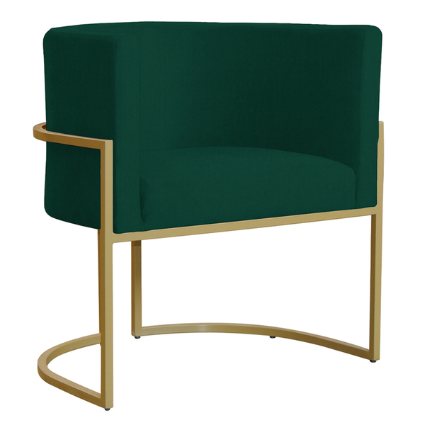Poltrona Decorativa Sala De Estar Luana Base Gold Suede Verde