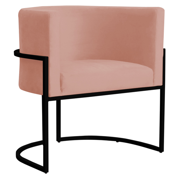 Poltrona Decorativa Sala De Estar Luana Base Preta Veludo Ros