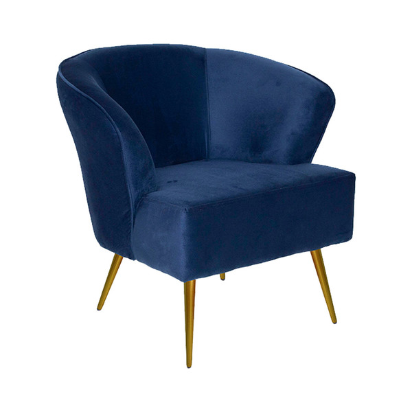 Poltrona Decorativa Sala De Estar Lucca Veludo Azul - Gran Be