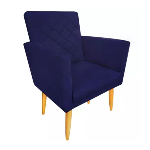 Poltrona Decorativa Sala De Estar Luna Suede Azul Marinho